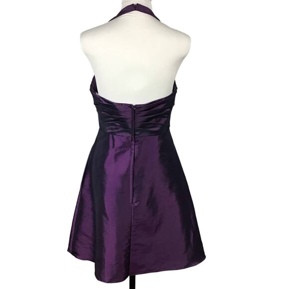 DaVinci Amethyst Plum Halter Neck Sleeveless Molded Cup Formal Cocktail Dress 12 - Picture 3 of 14